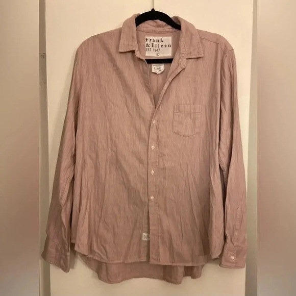 Frank & Eileen Eileen Woven Button Up Melange Pink & Grey Size Large - Picture 4 of 11